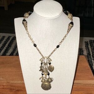 Used- Vintage-Inspired Gold and Black Necklace
